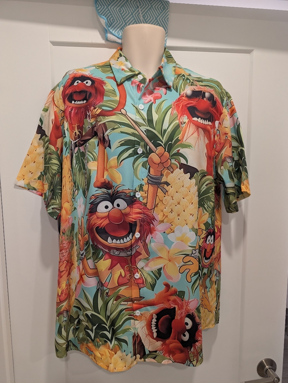 Animal From The Muppets Aloha Tropical Print Hawaiian Shirt - Aqua